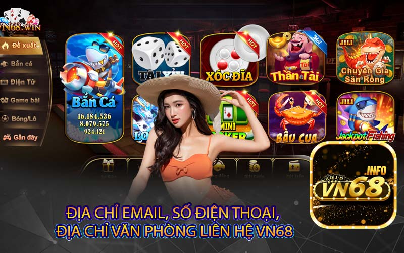 Địa chỉ email, số điện thoại, 
địa chỉ văn phòng Liên hệ VN68